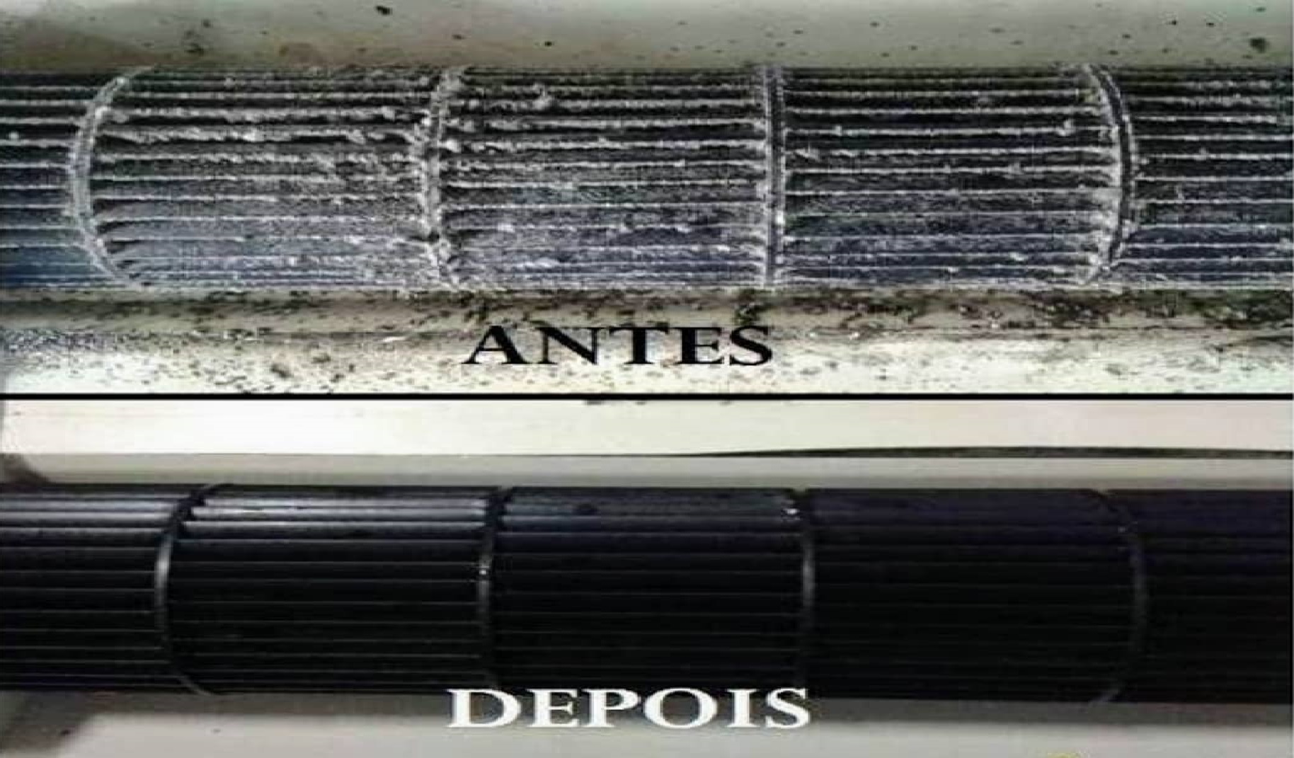 Técnico realizando limpeza e higienização de ar condicionado